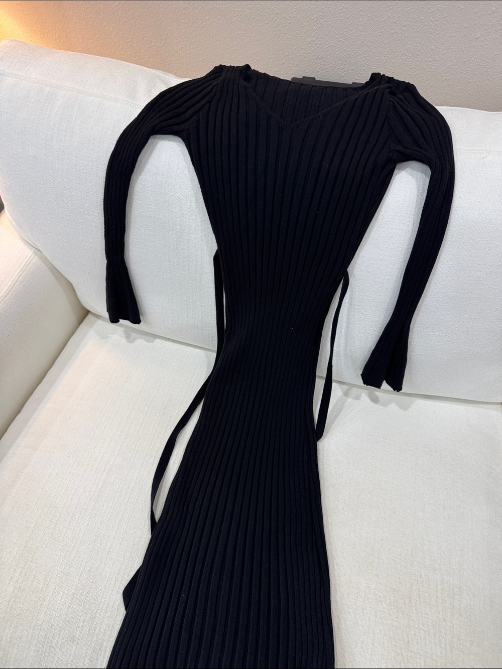 Amazon Black Ribbed Long Sleeve Knit Dress